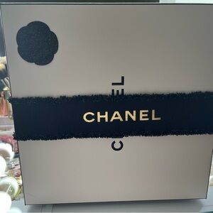 Chanel Cream Box with Black and Gold Ribbon